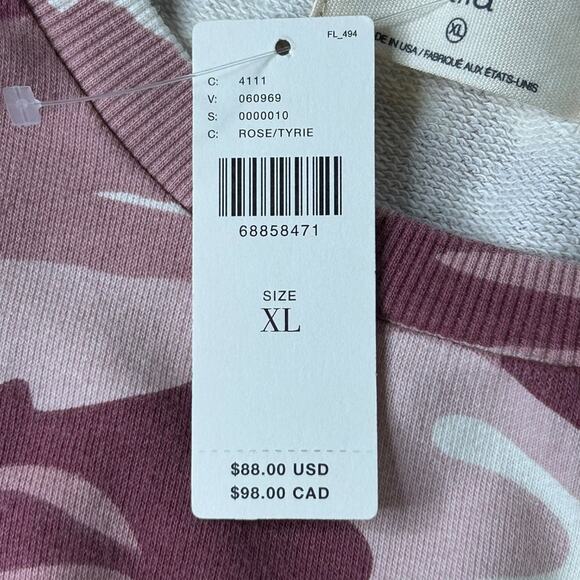 Anthropologie T. La Sleeveless Ruffle Sweatshirt Rose Camo Print XL NWT - Picture 9 of 15